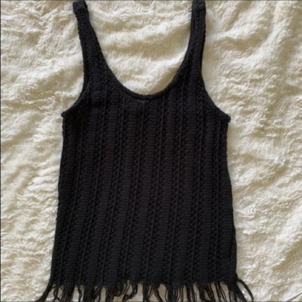 Topshop Black Knitted Crochet Top